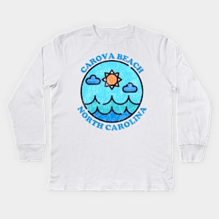 Carova Beach, NC Summertime Vacationing Ocean Skyline Kids Long Sleeve T-Shirt